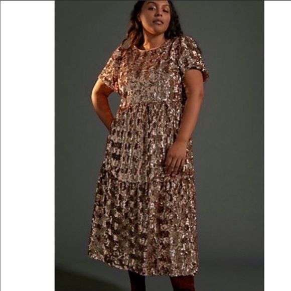 New Anthropologie Maeve Bernadette Sequined Midi - Picture 6 of 8